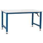 BenchPro ManualHydraulic Lift Workbench, Chem. Resist Laminate, 1,000 lb Cap., Blue